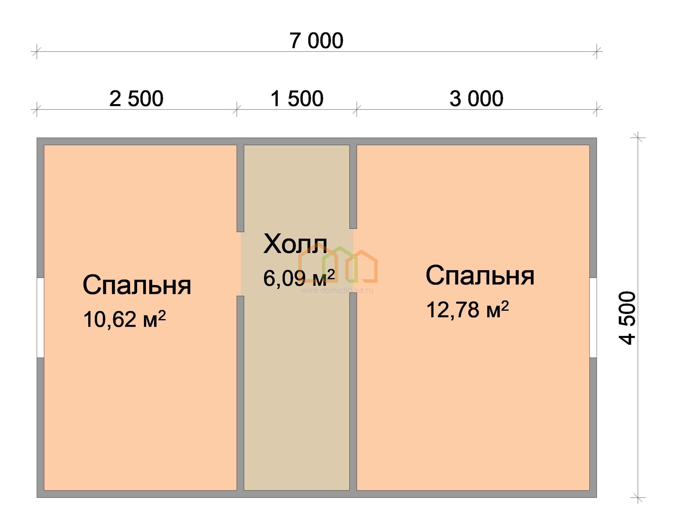 Каркасный дом без отделки 6х7 с мансардой - цена 672000 руб в Ермолино.  Площадь: 77,25 м² с крыльцом